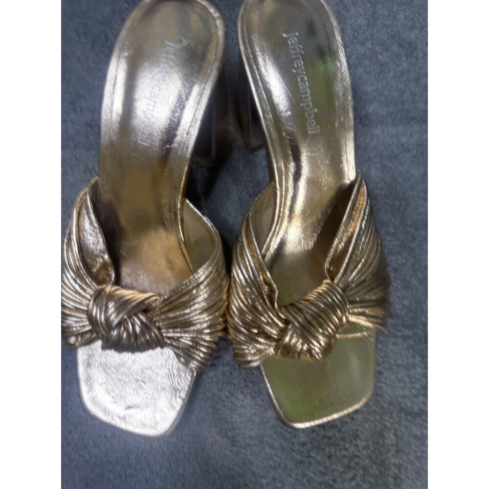 Jeffrey Campbell High Block Heel Gold Metallic Sandal Women Size 8 - Picture 3 of 7